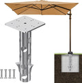 Universal In-Ground Umbrella Base, Rust-Resistant Steel Concrete Holder, Space-Saving Design for Outdoor Offset Cantilever Upright Umbrella Stand