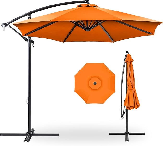 Best Choice Products 10ft Offset Cantilever Hanging Market Patio Umbrella, 8 Sturdy Ribs, Easy Adjustment - Orange
