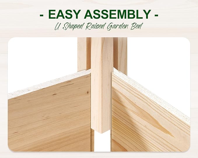 AMERLIFE U-Shaped Raised Garden Bed, 7.5Wx6Dx1.6H Free Combination Outdoor Wooden Raised Garden Bed Planter with 19.6" Depth Planter Box