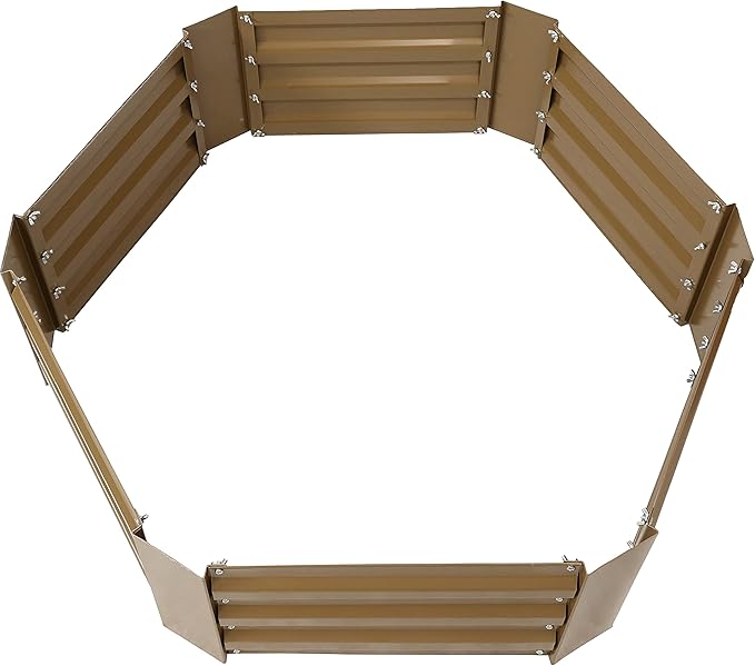 Sunnydaze 11.75" H Raised Metal Garden Bed - Galvanized Raised Garden Bed Outdoor for Vegetables and Flowers - Brown - Hexagon