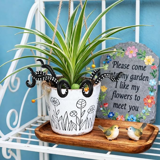 Garden Stakes Decorative - Octopus Plant Stakes Decorations for Pots, Funny Tentacles Plant Accessories, Suitable for Decorating Balconies, Gardens, and Flower Pots (7PCS)