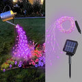 ZNYCYE Solar Waterfall Fairy Bunch Lights Outdoor Waterproof 200LEDs 8 Modes Watering Can Light, Purple Solar Powered String Lights Firefly Vine Garden Decorations Gardening Gifts for Mom
