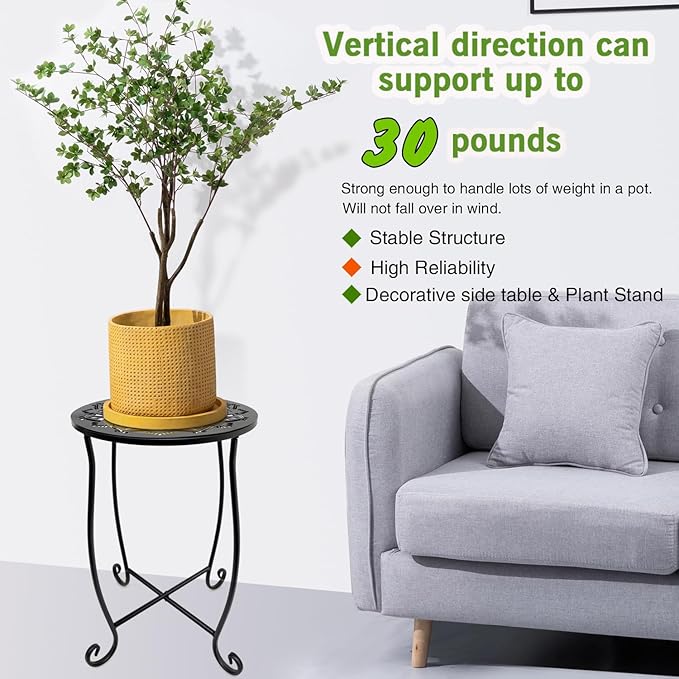 Fashion&cool Side Tables for Small Space, Metal Outdoor Indoor Round Side Table, Small End Table Pool Chair Side Table for Patio Yard Porch Balcony Garden Bedside Plant Stand