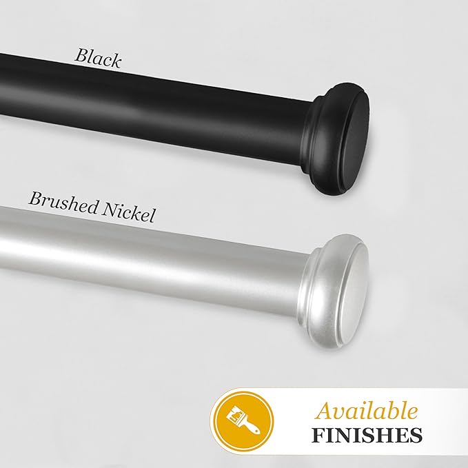 Kenney KN90001 1" Weaver Indoor/Outdoor Rust-Resistant Curtain Rod, 72-144", Black