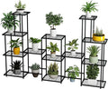 Twhep Tall Multi Tier Plant Stand, 13 Tiers Multifunctional Plant Stands for Indoor Plants, Decorative Black Steel Plant Shelf for outdoor Patio Garden Balcony and Yard
