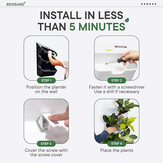 BOXSAND-12 Vertical Wall Planter for 12 Plants – Indoor/Outdoor Living Wall, Space-Saving Vertical Garden System, Easy 2-Screw Install (White, 24"x26", no pots)