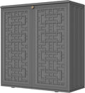 Storage Box Outdoor Caninet,Resin Indoor Storage Box Waterproof Outdoor Storage Cabinets for Patio/Garden/Backyard, Size 34.3''L*15''W*36.2''H(Grey)