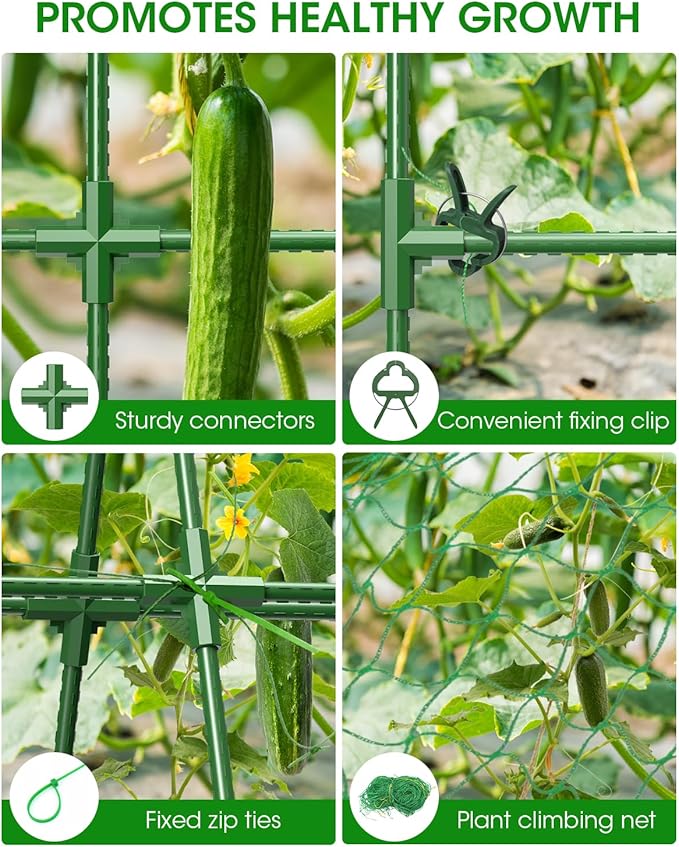 4 Pack Cucumber Trellis, Garden Trellis for Climbing Plants Outdoor, A-Frame Cucumber Trellis for Raised Bed, Plant Grow Support for Tomato, Squash, Vegetable, Flower(33"x47"x4Pcs)