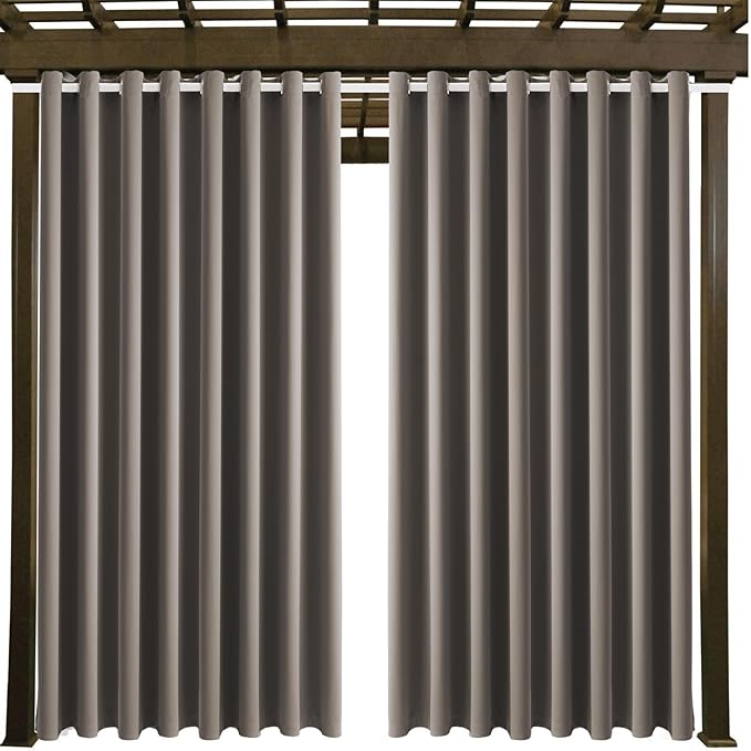 Waterproof Outdoor Curtain W105 x L95 - Grommet Top Sunlight Blocking Window Treatment Drapes Blackout Curtains for Home Bedroom Living Room Outdoor Patio Porch Pergola Cabana Gazebo (Taupe)