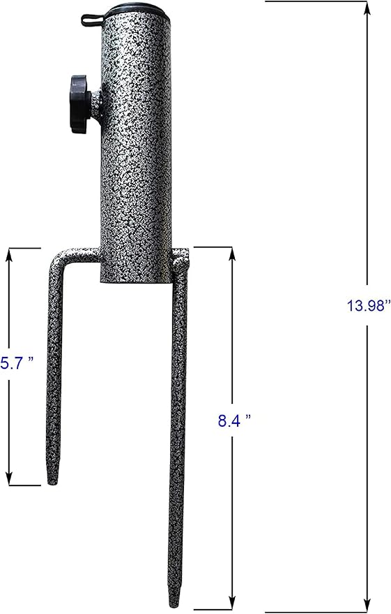 AMMSUN Patio Umbrella Steel Anchor Beach Umbrella Heavy Duty Metal Ground Grass Auger Holder Stands Base with Two Forks Ideal for Use in Soil For Flag, Fishing Rod, Outdoor, Park, Lawn