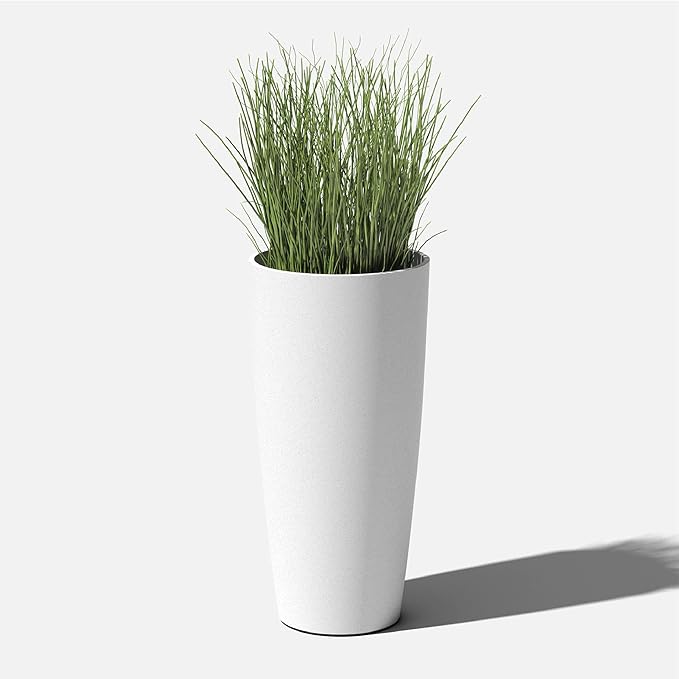 Veradek Mason Series Vega Planter - Round Tall Planter for Indoor or Outdoor Porch/Patio | Made from Plastic-Stone Composite with Drainage Holes | Modern Décor for, Flowers, Interior Plants