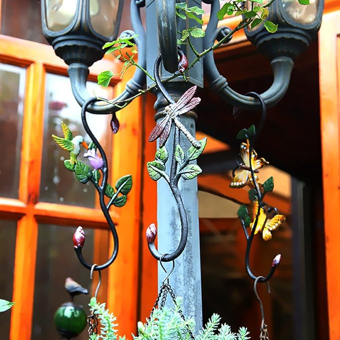 Heavy Duty S Hooks, Large Plant Hangers Outdoor, Metal Decorative Plant Hooks for Hanging Garden Planters, Flower Baskets, Pots, Bird Feeders