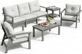 7-Piece HDPE Patio Furniture Set, Outdoor Sectional Sofa Set,All Weather Outdoor Couch with Dust-Free Cushions, Durable Patio Conversation Sets for Balcony, Porch, Gray