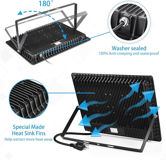 400W LED Stadium Flood Light Outdoor,2400W Equivalent 50500LM 5000K Daylight White Super Bright FloodLight with Plug,85-277V IP66 Waterproof Commercial Lighting for Sports Fields,Counts,Arena