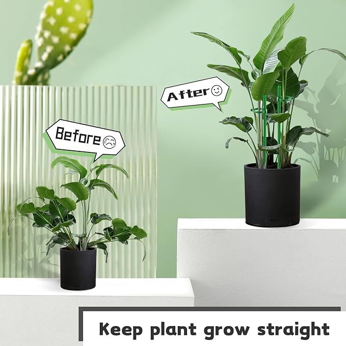Plant Stakes 17inch &11inch SupKing Adjustable Length Plant Support Stake 16Pcs Orchid Stick with Clips for Indoor Outdoor,Garden Pole for Potted Tomato Amaryllis Vegetables Comes with 20 Ties (Green)