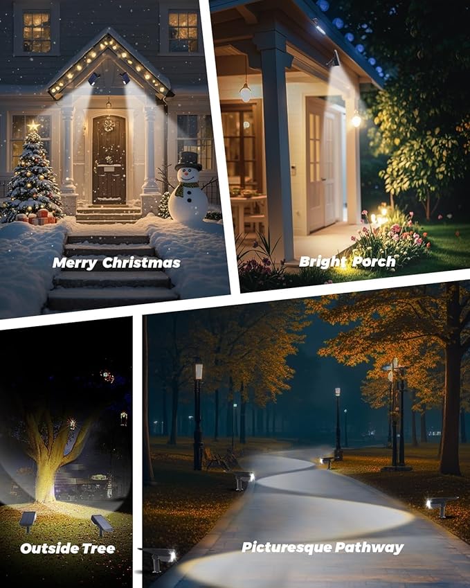 1 Pack Solar Powered Outdoor Spot Lights Outside Waterproof 20 LEDs Landscape Spotlights Dusk to Dawn for House Yard Tree, Plants, Walls, Path, Garden, Statues, Superior Accent Uplighting Cool White