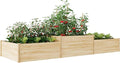 AMERLIFE 2 Tier Raised Garden Bed, Mortise & Tenon Structure 23 Inch Depth Fir Wood Planter Box, 3-Section with Open Base, Ideal for Vegetables, Flowers, Herbs in Backyard/Garden/Patio, 142x49x24 in