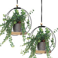 Geelin 2 Pack Plant Hanger with Wood Base Hanging Window Planter Boho Macrame Hanging Plant Holders for Window Indoor Outdoor Room Ceiling Home Decorations(Black)