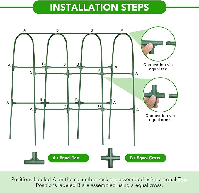 Cucumber Trellis for Raised Bed, U-Shape Garden Trellis for Climbing Plants Outdoor, Metal Arch Vegetables Trellis, Plant Support for Grape Vine Beans Squash Peas Flower