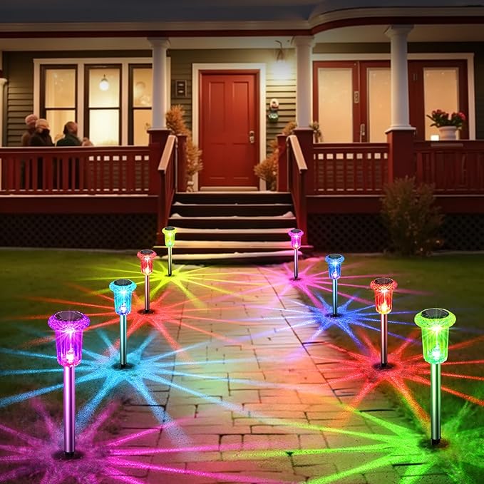 Solar Outdoor Lights, 15 Pack Solar Pathway Lights Outdoor Waterproof, Stake Lighting for Garden Yard Path Walkway Driveway Patio Lawn Decor,Color Changing