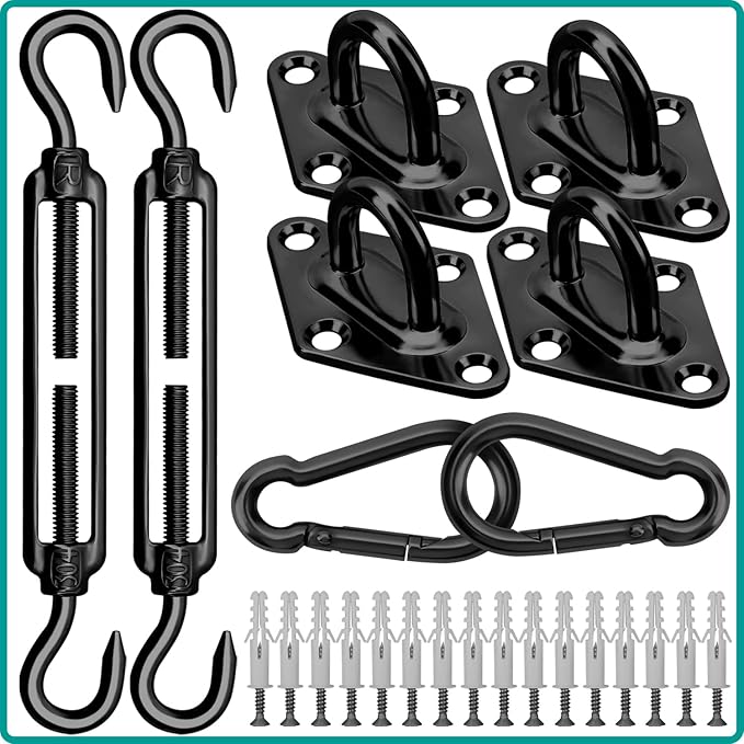 Sun Shade Sail Hardware Kit 6 Inch for Rectangle & Triangle Shade Sail Install, Stainless Steel ShadeSail Fixing Accessories for Outdoor Patio Canopy Garden, Heavy Duty Awning Attachment 40 Set