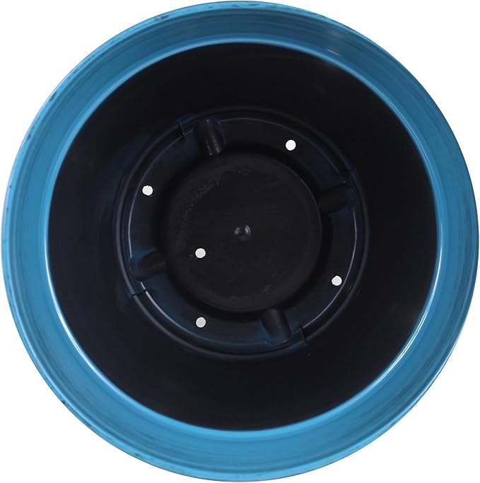 Garden Elements Indoor/Outdoor Glazed Brushed Happy Plastic Planter, Large, Dark Blue, 15"