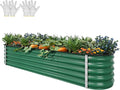 YITAHOME 17" Tall 9 in 1 Large Raised Garden Bed Kit, 8x2x1.4ft Galvanized Metal Planter Box with Gloves & Safety Rubber, Outdoor Above Ground Planters for Plants Vegetables Flowers, Green