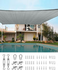 Quictent 20x16ft Rectangular Sun Shade Sail 185G HDPE Canopy 98% UV Block Outdoor Patio Garden Commercial Deck with Hardware Kit (Gray)