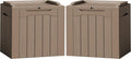 Flamaker 2 Pack Deck Box 31 Gallon Waterproof Resin Storage Box with Lid Indoor Outdoor Delivery Box Storage Bin for Patio Cushions (Light Brown)