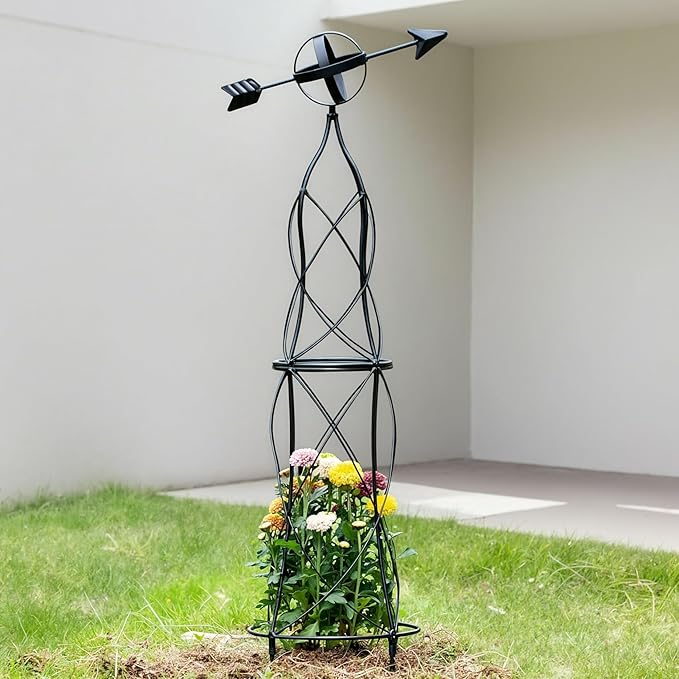 41-Inch Metal Obelisk Trellis – Elegant Garden Support for Climbing Plants, Perfect for Outdoor Rose Bushes and Tall Vines, Durable Metal Design with Arrow Top for Indoor and Outdoor Use