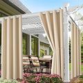 Waterproof Outdoor Curtain W52 x L63 - Grommet Top Sunlight Blocking Window Treatment Drapes Blackout Curtains for Home Bedroom Living Room Patio Porch Pergola Gazebo (Beige, 2 Panels)