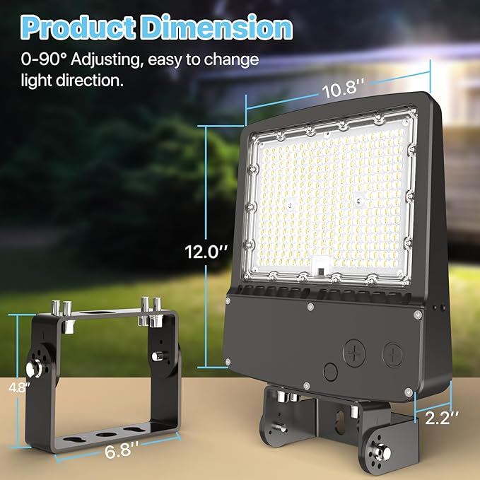 HYPERLITE LED Parking Lot Light - 200W 30000lm UL Listed Led Flood Lights Outdoor with Adjustable Trunnion Wall Mount - Waterproof Commercial Street Area Lighting with Photocell for Barn Yard Garage