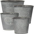 Briful 4 Size Galvanized Buckets Farmhouse Metal Bucket Dark Gray Galvanized Flower Bucket Home Indoor Outdoor Decorative Tin Planters (4.7In/5.1In/5.9In/7.1In)