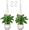 YIBOT Macrame Plant Hanger Indoor Set of 2 with 2 S Hooks, Indoor Outdoor Hanging Planter for Plants Holder with Decorative No Tassels, Boho Home Decor, 35 Inch, Ivory (Pots Not Included)