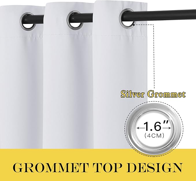 NICETOWN Grommet Top Thermal Insulated Solid Room Darkening Curtain / Drape for Sliding Door, Patio Door Curtain Panel (One Panel,W100" x L84", Greyish White)