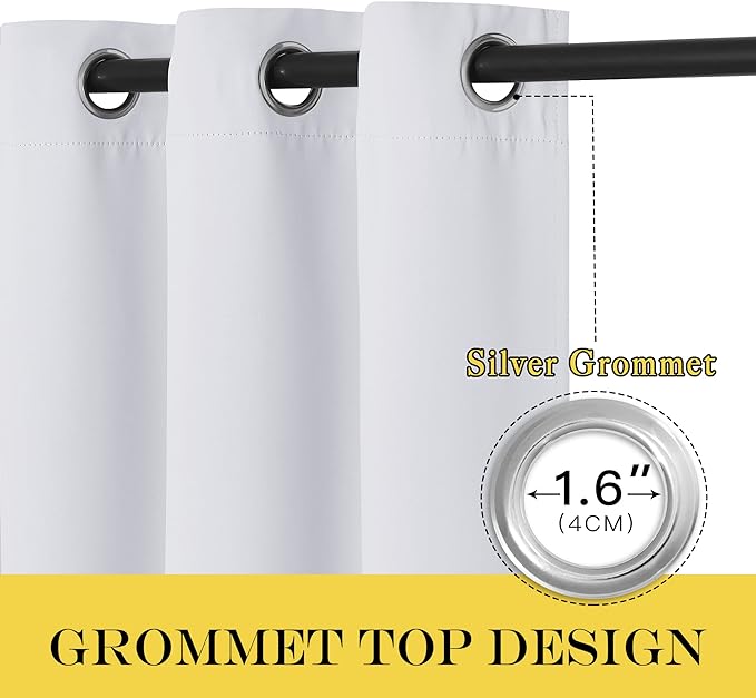 NICETOWN Room Darkening Curtain for Living Room - Easy Care Solid Thermal Insulated Grommet Doorway Window Curtain Drape for Bedroom (1 Panel, W66 by L84, Greyish White)