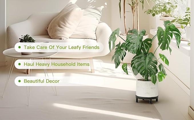 Zhongma 2 Pack 8.7" Fully Assembled Sturdy Potted Plant Stand Flower Pot Holder Heavy Duty Construction, Low Plant Stand for Home Indoor and Outdoor, Sturdy plant riser and saucer without Installation Required