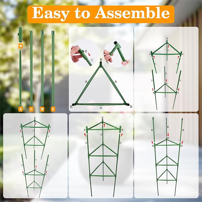 4 Pack Tomato Cages with 11 Gallon Grow Bags for Garden 55inch Tomato Planter with Trellis Heavy Duty Plant Stakes Support Frames for Climbing Vegetables Flowers Fruits Flowers