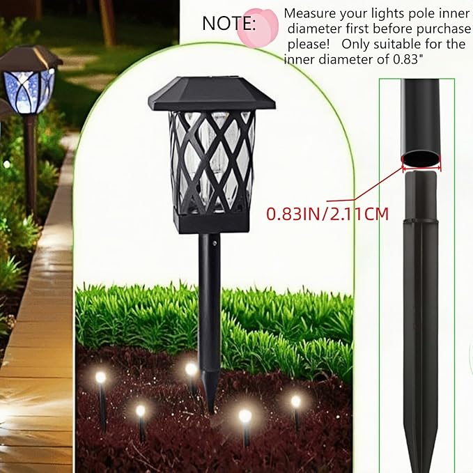 8.25" Reinforced ABS Plastic Solar Ground Spikes - Durable Solar Light Replacement Stakes for Garden, Pathway, Deck, Camping, Christmas Lights (Fits 0.83" Inside Diameter) (Black-10 Pack)