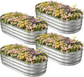 Galvanized Raised Garden Bed for Outdoor: 4X2X1ft Durable Metal Vegetable Plant Container Kit - Oval Planter Box for Gardening Flower Trough (4 Pack)