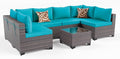 Kullavik 7 Pieces Outdoor Patio Furniture Set PE Wicker Rattan Sectional Sofa Patio Conversation Sets,Blue