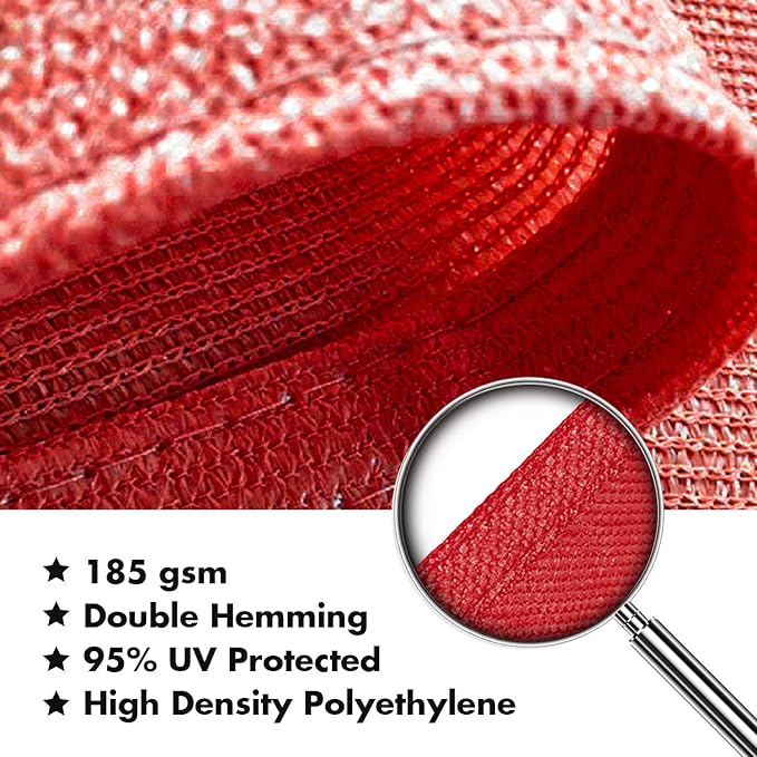 KANAGAWA Sun Shade Sail 12'x12'x12' Scarlet Triangle UV Block Canopy Awning Shelter Fabric Cloth Screen for Outdoor Patio Garden Backyard