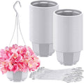 Roshtia 50 Pcs 5.9 inch Plastic Hanging Plant Pots with Hooks Flower Pots Baskets Outdoor Hanging Nursery Planter Holder for Home Garden Balcony Porch(Gray White, 5.9 inch)