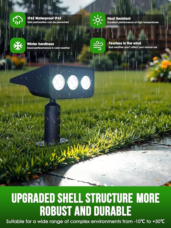 Solar spot Lights Outdoor IP65 Waterproof Solar spotlights 3 Lighting Modes Tree Lights for Outdoor Yard Garden Auto On/Off Wall Lights for Walkway Driveway Garage 6 Pack (Warm White
