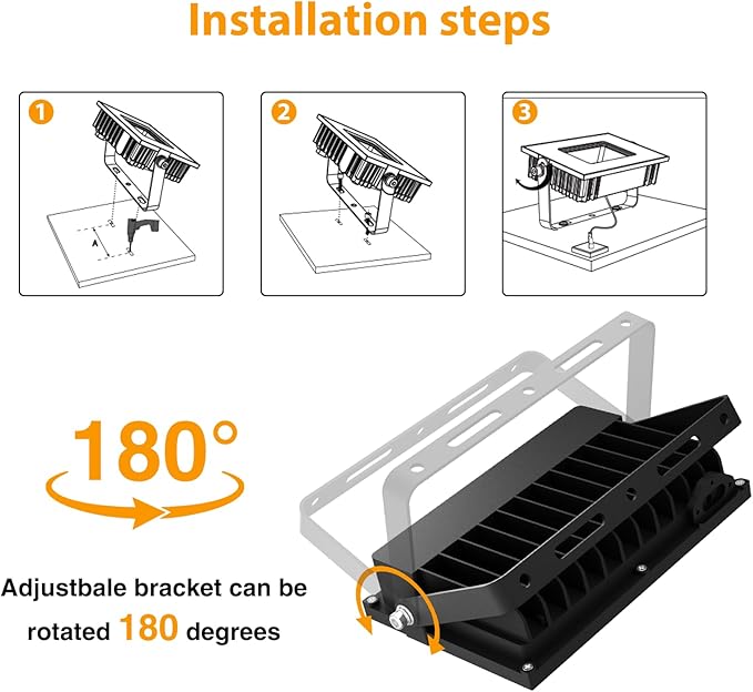 Onforu 80W Flood Lights Outdoor, 8000lm Bright LED Work Light with Plug, 6500K Daylight White LED Flood Lighting, IP66 Waterproof Security Yard Lights for Garage Stadium 4 Pack
