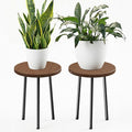 Plant Stand Indoor 14'': Indoor Plant Stand 2 Pack Metal Plant Table - Wood Plant Stool Outdoor Small Round Side End Table Mid Century Modern Decor - Home Decor