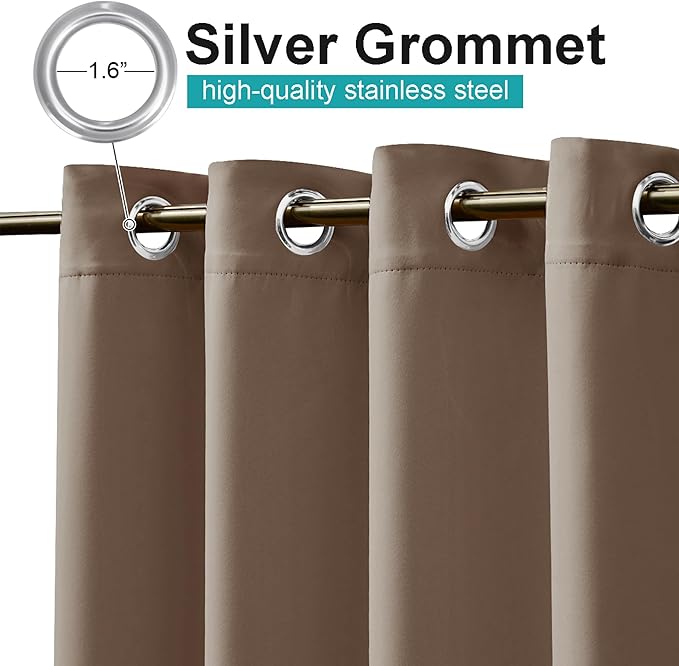 NICETOWN Outdoor Patio Curtain 95 inch Long, 66" Wide Gazebo Waterproof Outdoor Curtain for Deck, Summer Heat Reducing Drapes for Front Porch Pergola Garden Farmhouse, 1 Panel, Tan