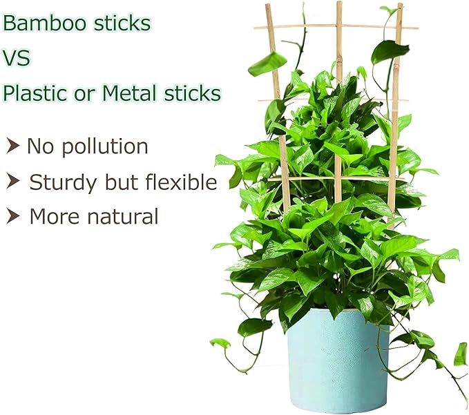 Plant Trellis Indoor, 3 Pack Bamboo Trellises, 16in Fan-Shaped Trellis for Potted Plants Climbing Plants Hoya Vine Ivy