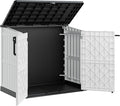 LHBcraft Outdoor Storage Cabinet 36 Cu Ft with Lockable Doors, Waterproof Outdoor Storage Box for Patios,Portable Horizontal Resin Storage Shed, Easy to Assemble