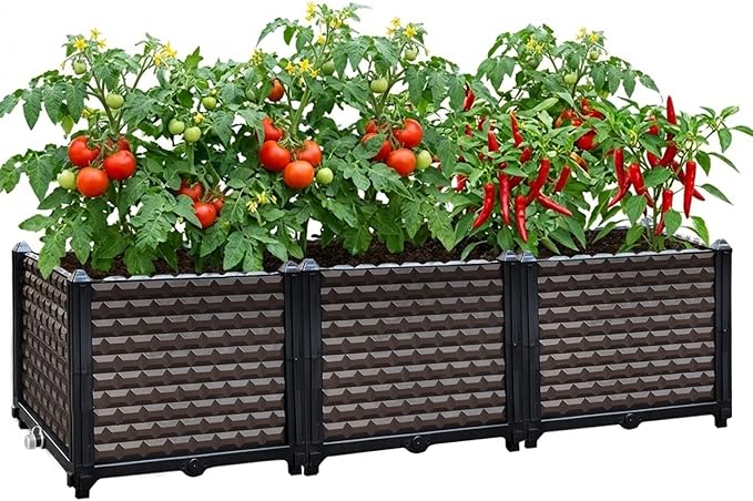 Large Planters for Outdoor Plants 14" Tall Planter Box, Raised Beds for Gardening Self Watering, Elevated Planter Box with Legs, Rectangular Garden Planters for Outdoor Plants Flowers, 47.2"L x 15.7"W